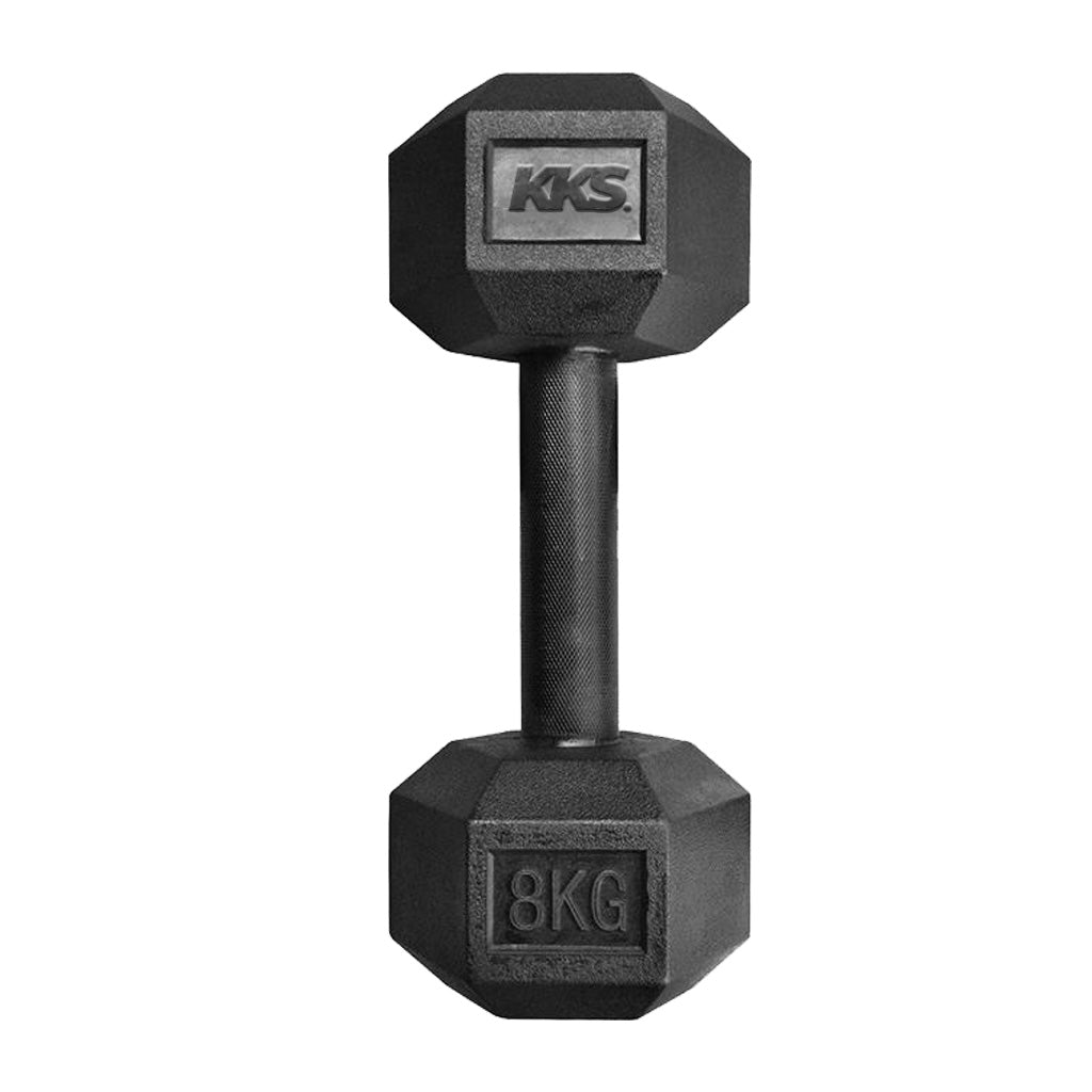KKS1013B Hex Rubber Coated Dumbbell(Black Znic Handle)